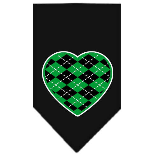 Argyle Heart Green Screen Print Bandana Black Small